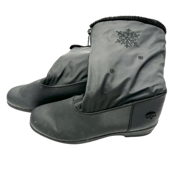 Totes All Weather Footwear Boots Size 11 Black Zip Up Faux Fur Lined - Picture 4 of 13